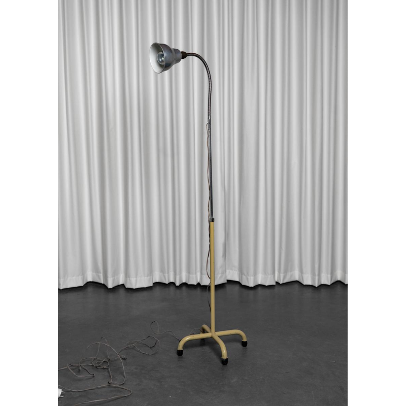 Vintage flexibele medische staande lamp, gelakt staal, 20e eeuw Vintage flexibele medische staande lamp, gelakt staal, 20e eeuw