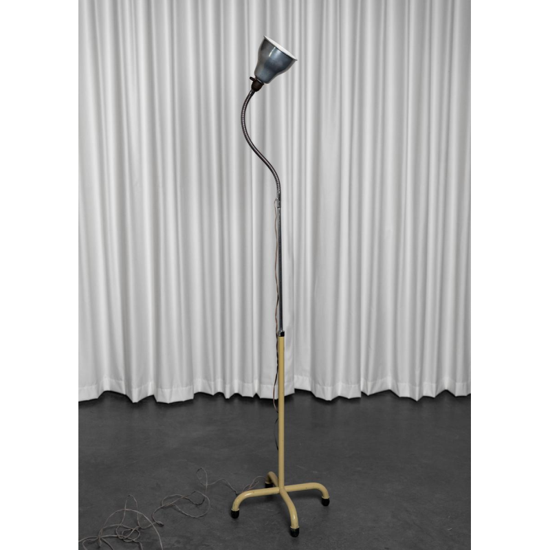 Vintage flexible medical floor lamp, lacquered steel, 20th century Vintage flexible medical floor lamp, lacquered steel, 20th century