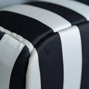 Pair of Modernist Bahaus style armchairs, striped fabric, 1970s Pair of Modernist Bahaus style armchairs, striped fabric, 1970s