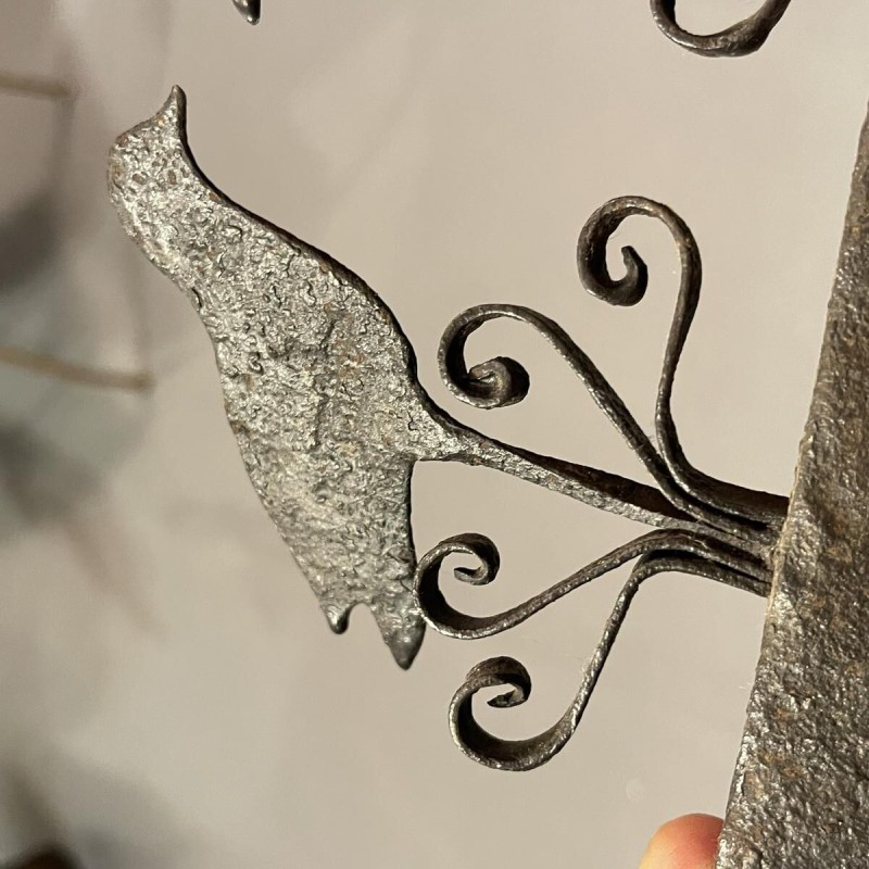 Ancien présentoir de boucherie / cuisine en fer forgé pour salaisons ou ustensiles, 19ème s