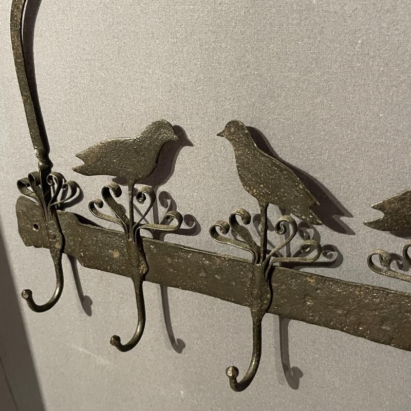 Antique wrought iron butcher's/kitchen display stand for cured meats or utensils, 19th century