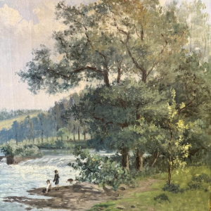 Auguste DANDOY “Young Anglers on the Banks of the Lesse?” 1892, oil on canvas, 60 x 80 cm Auguste DANDOY “Young Anglers on the Banks of the Lesse?” 1892, oil on canvas, 60 x 80 cm