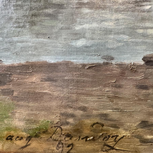 Auguste DANDOY «Jeunes pêcheurs à la ligne en bord de Lesse ?» 1892 peinture huile sur toile 60x80 cm Auguste DANDOY «Jeunes pêcheurs à la ligne en bord de Lesse ?» 1892 peinture huile sur toile 60x80 cm