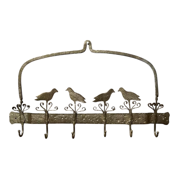 Ancien présentoir de boucherie / cuisine en fer forgé pour salaisons ou ustensiles, 19ème s