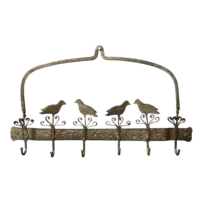 Ancien présentoir de boucherie / cuisine en fer forgé pour salaisons ou ustensiles, 19ème s