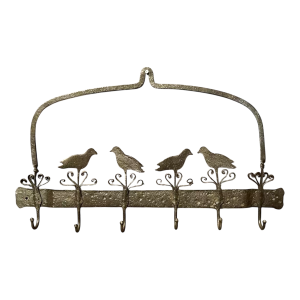 Ancien présentoir de boucherie / cuisine en fer forgé pour salaisons ou ustensiles, 19ème s