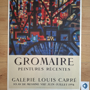 Marcel GROMAIRE "Recent Paintings" lithographic poster, Mourlot printing 1954