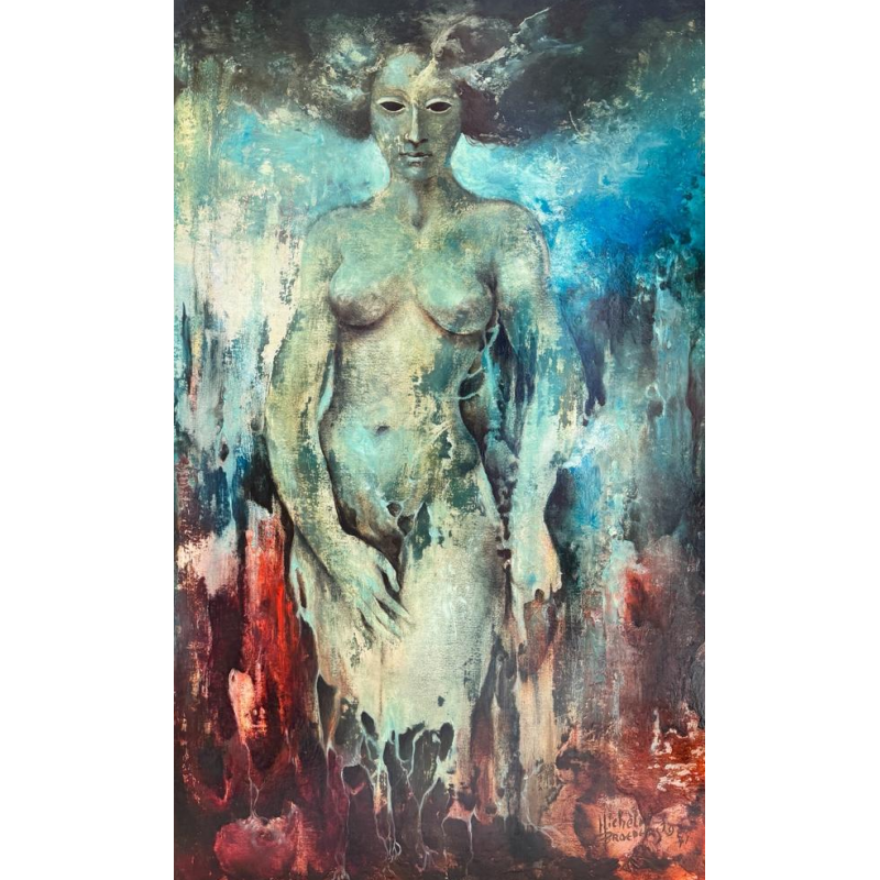 Michèle BROEDERS “Fantastic Nude” 1971 oil painting on cardboard