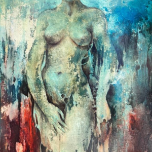 Michèle BROEDERS “Fantastisch Naakt” 1971 olieverfschilderij op karton