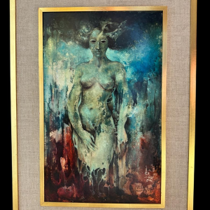 Michèle BROEDERS «Nu fantastique» 1971 peinture huile sur carton