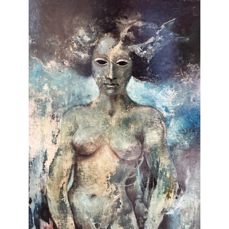 Michèle BROEDERS “Fantastisch Naakt” 1971 olieverfschilderij op karton