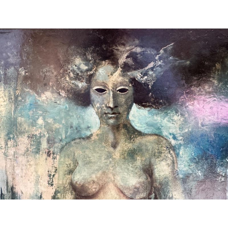 Michèle BROEDERS “Fantastic Nude” 1971 oil painting on cardboard