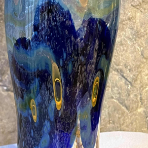 Louis Leloup, crystal vase decorated with metallic oxides