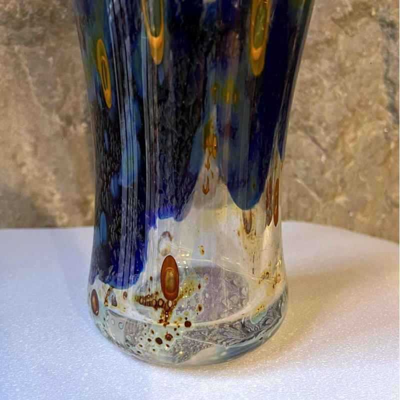 Louis Leloup, crystal vase decorated with metallic oxides