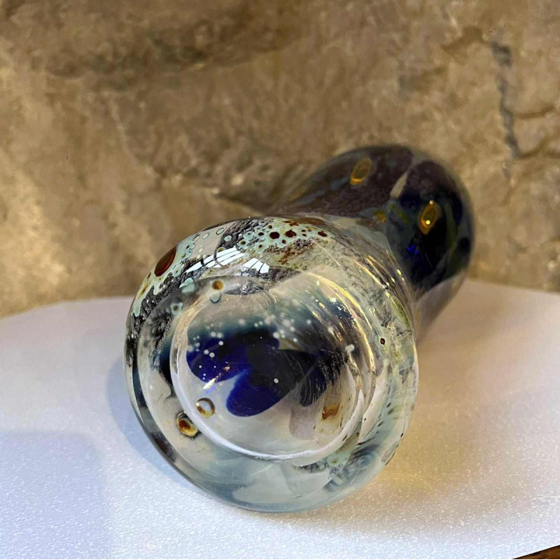 Louis Leloup, crystal vase decorated with metallic oxides