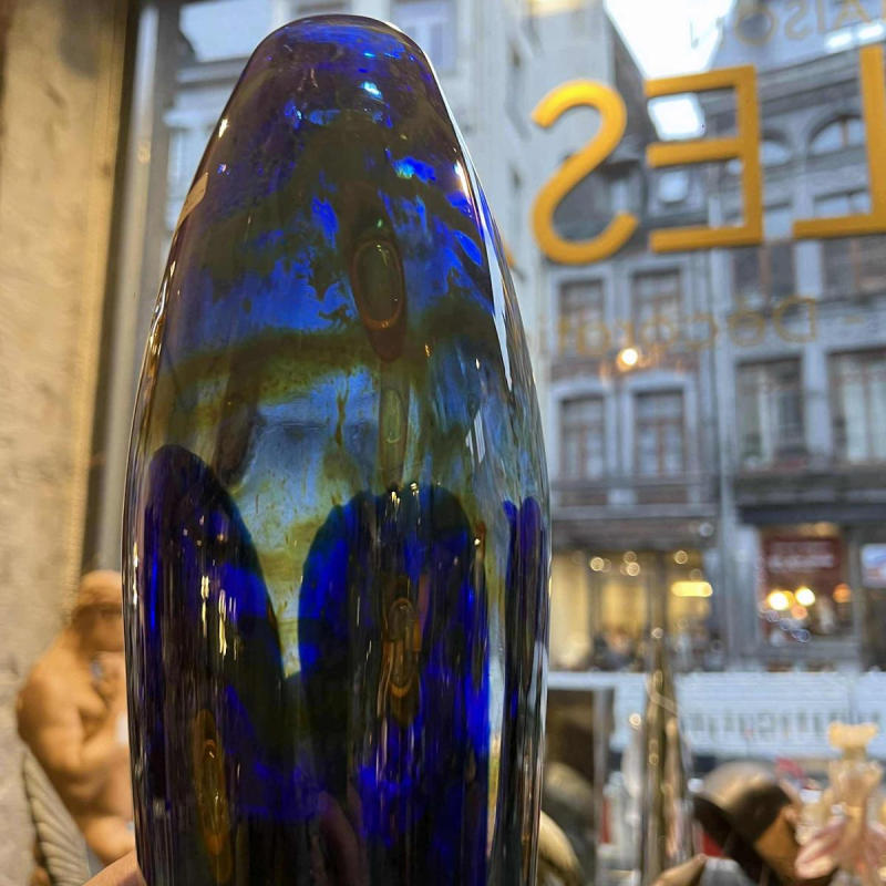 Louis Leloup, crystal vase decorated with metallic oxides