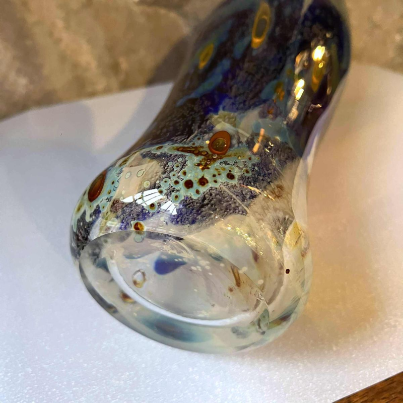 Louis Leloup, crystal vase decorated with metallic oxides