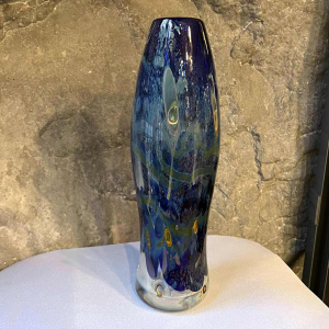 Louis Leloup, crystal vase decorated with metallic oxides