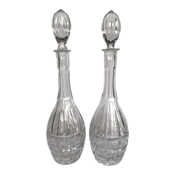 Val Saint Lambert, pair of crystal decanters