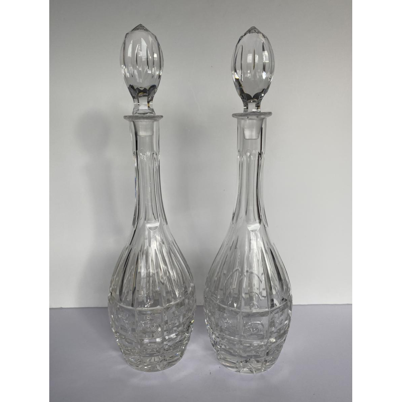 Val Saint Lambert, paire de carafes en cristal