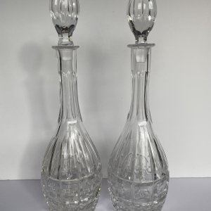 Val Saint Lambert, pair of crystal decanters