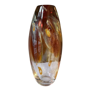 Louis Leloup, crystal vase with "peacock feather" decoration