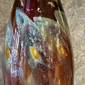 Louis Leloup, crystal vase with "peacock feather" decoration