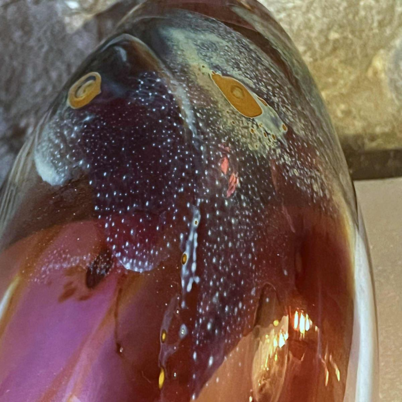 Louis Leloup, vase en cristal à décor « plumes de paon »