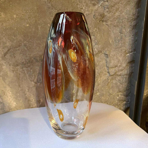 Louis Leloup, crystal vase with "peacock feather" decoration