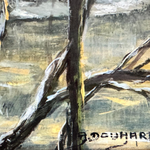 Adèle Douhard, "Couple of Walkers at Rouge Cloître in Winter," oil painting on panel