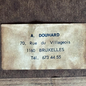 Adèle Douhard, "Een paar wandelaars in het Rouge Cloître in de winter", olieverf op paneel