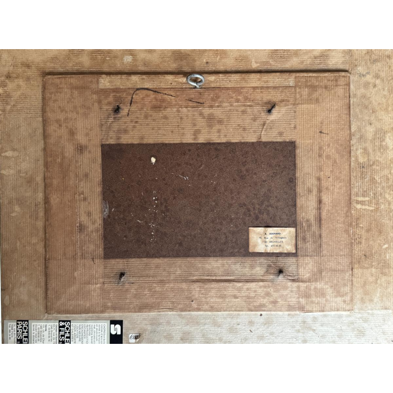 Adèle Douhard, "Een paar wandelaars in het Rouge Cloître in de winter", olieverf op paneel