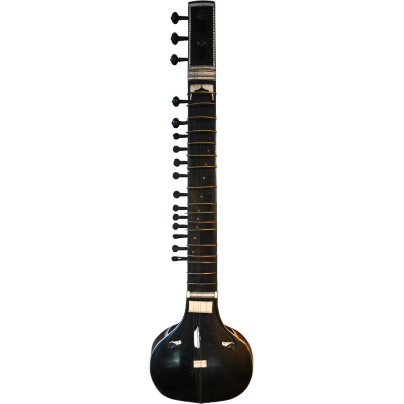 Ancien sitar indien, ébène et os, vers 1910-1930