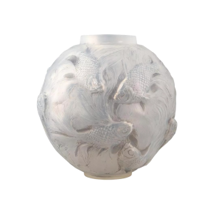 Vase « FORMOSE » (1924) en verre blanc soufflé-pressé moulé patiné opalescent De RENE LALIQUE (1860-1845) :
