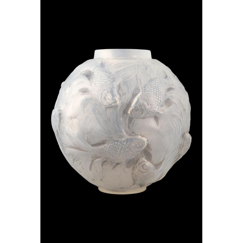 Vase « FORMOSE » (1924) en verre blanc soufflé-pressé moulé patiné opalescent De RENE LALIQUE (1860-1845) :