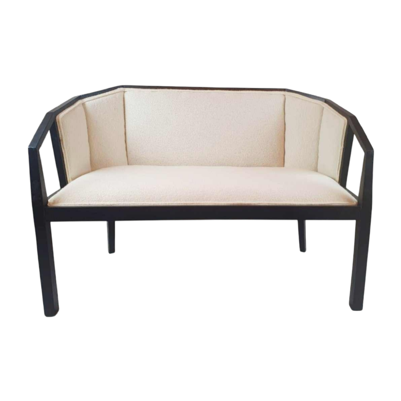 Art Deco bench seat, completely restored and reupholstered, ca 1930