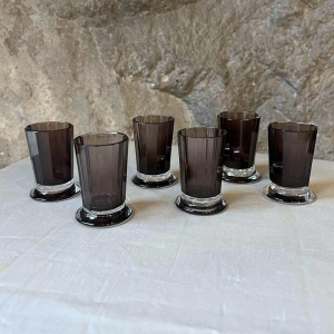 VAL SAINT LAMBERT, carafe à liqueur et 6 gobelets en cristal Montmartre