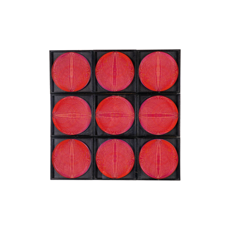 Jeanine Vandenbrande, série de 9 cadres Op Art numérotés et signés