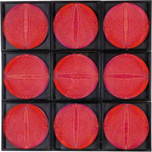 Jeanine Vandenbrande, série de 9 cadres Op Art numérotés et signés