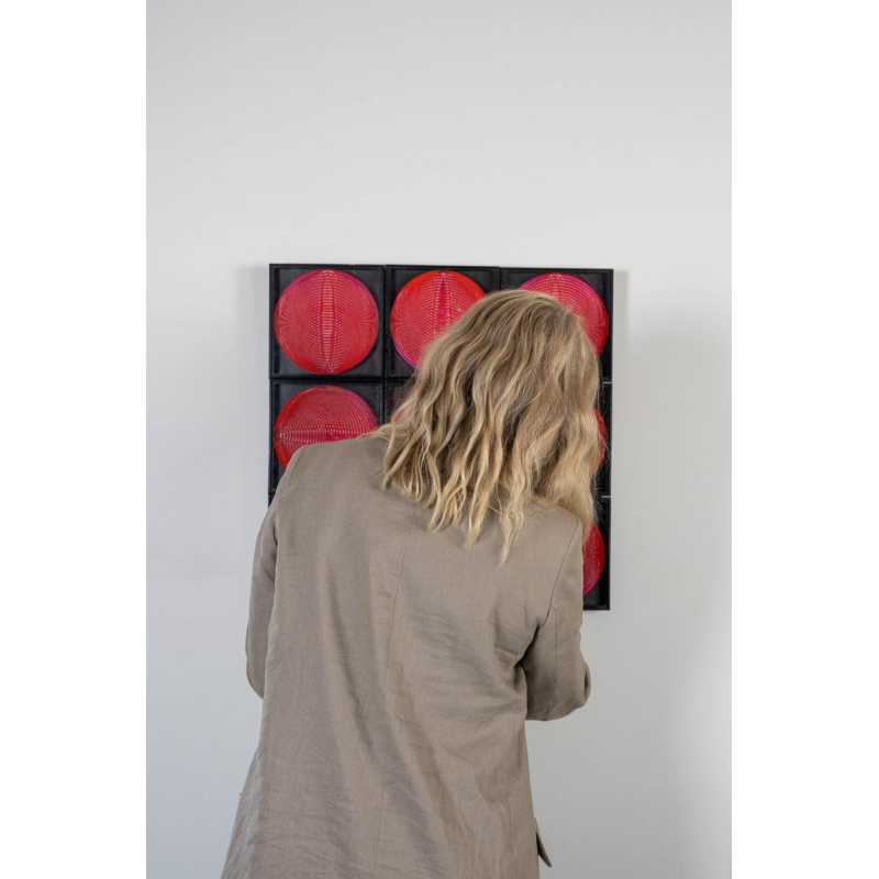 Jeanine Vandenbrande, series of 9 numbered and signed Op Art frames