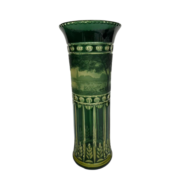 Val-Saint-Lambert, urane vase, acid-etched lakescape decoration