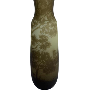 Val-Saint-Lambert, multi-layered vase with industrial coal mine decoration, ca 1910