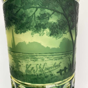 Val-Saint-Lambert, urane vase, acid-etched lakescape decoration
