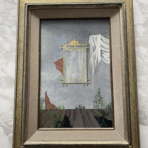 Gaston Bogaert The Mirror surrealist painting, oil on panel