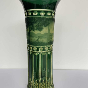 Val-Saint-Lambert, urane vase, acid-etched lakescape decoration