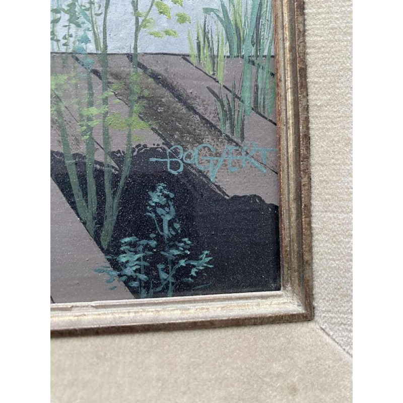 Gaston Bogaert De spiegel surrealistisch schilderij, olieverf op paneel