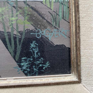 Gaston Bogaert De spiegel surrealistisch schilderij, olieverf op paneel