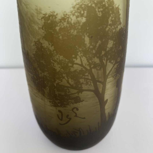 Val-Saint-Lambert, vase multicouches à décor industriel de mine de charbon, ca 1910