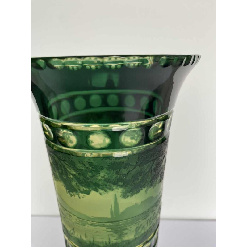 Val-Saint-Lambert, urane vase, acid-etched lakescape decoration