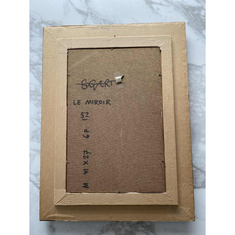 Gaston Bogaert "Le Miroir" tableau surréaliste, huile sur panneau